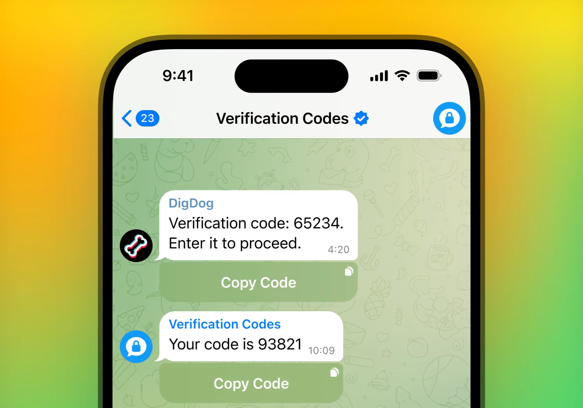 Activation de la validation en deux étapes Telegram